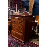 Classical style chest of drawers, having a mahogany case with a molded base, 45.5"h x 43"w x 25"d