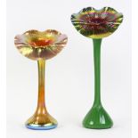 (lot of 2) Lundberg Studios vase group, each having a jack-in-the-pulpit form with an onion skin