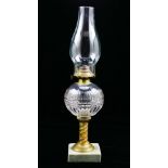 Antique oil lamp, having a clear glass shade, 17.5"h