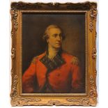 British School (18th century), Portrait of an Officer, offset print on board, unsigned, overall (