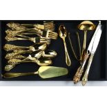 (lot of 14) Godinger Baroque gilt silver plate flatware service, consisting of (8) salad forks,