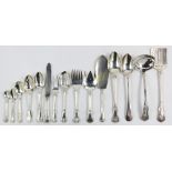 (lot of 22) Justinus Solingen silver fruit set: (7) forks with gilt prongs and silver handles and (