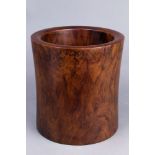 A Chinese hardwood brush pot, 7.1"w x 7.5"h