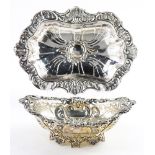 (lot of 2) Rococo revival silver plated footed bowls: the reticulated bowl marked Victoria Silver