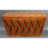 A Large Pacific Northwest American Indian Coast Salish suitcase or storage basket, of rectangular