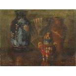 American School (20th century), Still Life with Asian Jars, oil on canvas, signed indistinctly lower