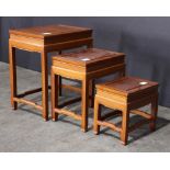 (lot of 3) A group of three Asian style nesting tables, 16.5" x 12" x 19.5"