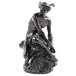 Classical style patinated sculpture of Hermes, 10"h