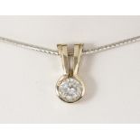 Diamond and 14k yellow gold pendant Centering (1) round brilliant-cut diamond, weighing