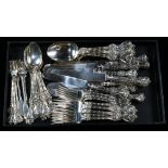 (lot of 42) A Whiting King Edward sterling flatware set: (6) dinner forks; (6) dinner knives; (6)