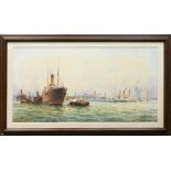 Fredrick James Elliott (British, 1864-1949), Sydney Harbor, watercolor, signed lower right,