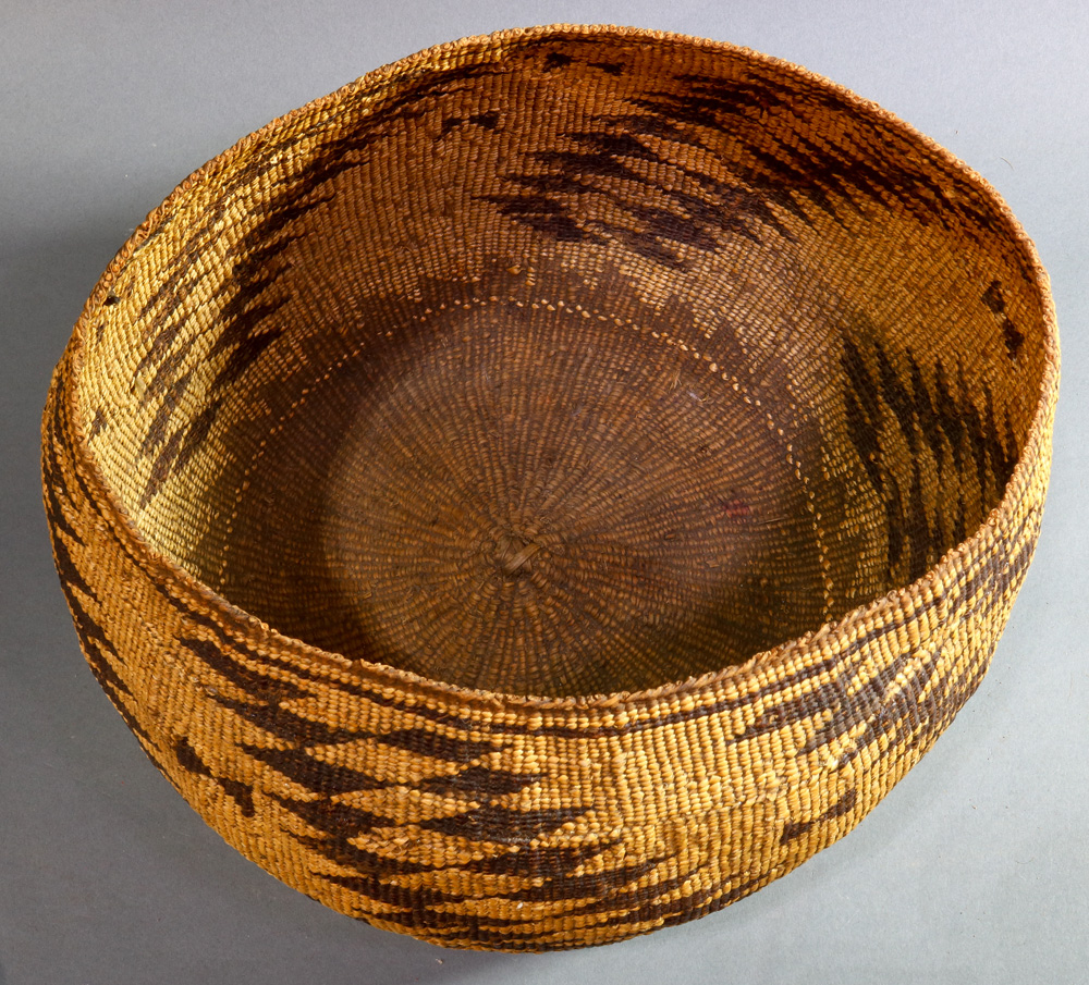 A Large American Indian Pit River twined basket, early 20th Century the wide rim and bulbous body - Image 3 of 5