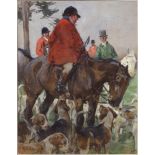 George Denholm Armour (British, 1864-1949), Meeting Before the Hunt, gouache and watercolor on