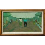 Jill Davenport (American, 20th century), "Farmer's Market," oil on canvas, signed lower right,