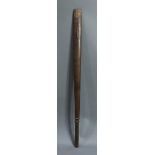 A Fine Solomon Islands flat pole war club, Malaita, having thin medial ridges to one end accented