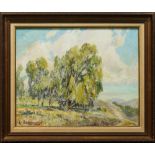 Emerson Lewis (American, 1892-1958), "A Spring Day," oil on masonite, signed lower right, artist
