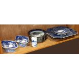 (Lot of 12) A group of twelve blue and white porcelain dish wares, consisting with two high-stem