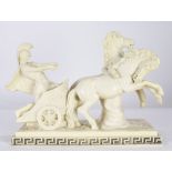 Antelma Santini (Italian, 19th century), Roman warrior with Horse Chariot, resin sculpture,