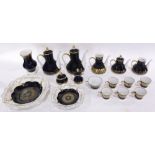 Weimar porcelain partial tea service, each having gilt decoration on a cobalt groud, including