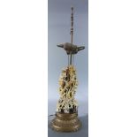 A Chinese carved hardstone lamp, 12.5"h