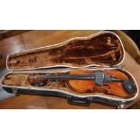 Herberlein labeled violin in hardshell case with bow