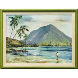 Vicki Snyder (American, 20th century), Hawaiian Scene, oil on canvas on board, signed, overall (with