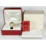 Cartier Pasha 18k yellow gold, leather chronograph wristwatch Ref: 0960 1 Dial: round, white,