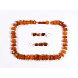 Amber bead, 14k yellow gold jewelry suite Including 1) graduated, faceted, tapering beads, ranging