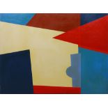 American School (20th century), Untitled (Color Blocks), oil on canvas, unsigned, canvas (unframed):