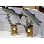 (lot of 2) Trout Sculptures by Mike Fitch, 18"h