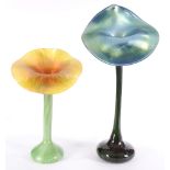 (lot of 2) Art glass group, each having a jack-in-the-pulpit form, consisting of a Lundberg