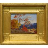 Bay Area Society of Six School (20th century), Autumn Hillside, oil on board, unsigned, overall (