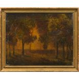 Follower of Ralph Albert Blakelock (American, 1847-1919), Wooded Evening, oil on canvas, signed