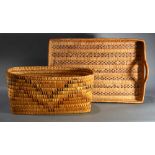 (lot of 2) A grouping of Pacific Northwest American Indian Salish baskets, consisting of a shallow