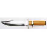 Enedino De Leon sub-hilt handle micarta handle, with sharpened clip, blade: 10"l, overall: 15.5"l