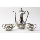 (lot of 3) A Gorham sterling coffee service in the Rococo taste, retailed by C.A. Peacock, circa