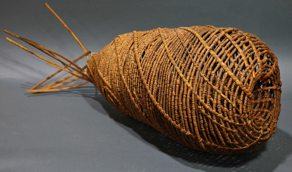A South Pacific Island large fish trap, woven like basketry, impressive traditional craftsmanship