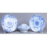 (lot of 3) Japanese Imari ware underglazed blue, 19th century: consisting of a large covered bowl