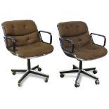 (lot of 2) Charles Pollock for Knoll International Executive chairs, each having brown turned