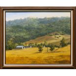 Norma Webb (American, 20th century), "View from Highway 680, Pleasanton," 1986, oil on canvas,