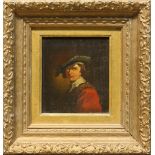 Dutch School (19th century), Portrait of a Man in a Hat, oil on panel, unsigned, overall (with
