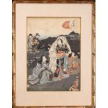 Utagawa Toyokuni III (Japanese, 1786-1865), woodblock print, 19th century, depicting a lady with