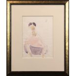 Ivan Peries (Sri Lankan/Indian, 1921-1988), Untitled (Figure Squatting), watercolor on paper, signed