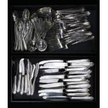 (lot of 86) A Westmoreland Lady Hilton sterling flatware set: (12) dinner forks 7.25"l; (12)