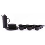 (lot of 22) Wedgwood black basalt hot beverage service, consisting of a teapot, (10) tea cups, (