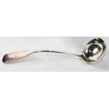 A Victorian fiddle sterling punch ladle, Glasgow, circa 1891, McM maker marks, 18"l, 9 toz,