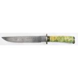 Jason Tiensvold Damascus hand-forged blade, maple handle knife, blade: 9.25", overall: 14.5"l