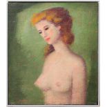 John Sackas (American, 1910-2004), Nude, oil on canvas, signed lower left, overall (with frame):