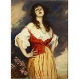 After Boleslaw Von Szankowski (Polish, 1873-1953), Gypsy, oil on canvas, signed "B. Szankowski,"