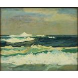 Karl Schmidt (American, 1890-1962), "Breakers on the Pacific Coast," 1915, oil on board, signed